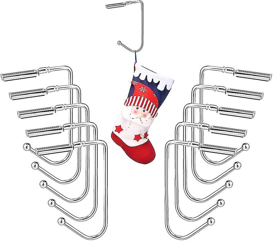 10pcs Christmas Stocking Holders Mantel Hooks Hanger Metal Hook Non-slip Safety Fireplace Hooks Hanging Stockings Grip Table Mantel Hooks Hanger For C