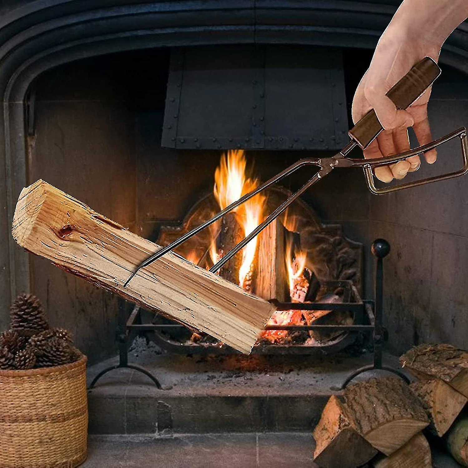 ملقط الحطب ، ملقط الحطب 40 سم الثقيلة ملحقات الموقد أدوات المائدة الموقد المضادة للحروق فاي