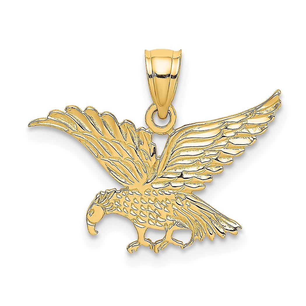 20,9 mm 10 carats en or jaune massif plat gravé aigle pendentif collier pendentif pour femmes - .7 grammes