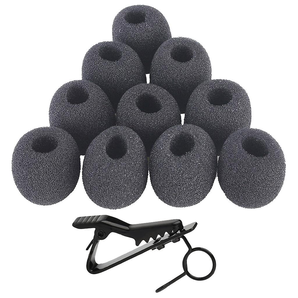 10 Pieces Foam Lavalier Lapel Microphone Windshield With 1 Ring Style Clip