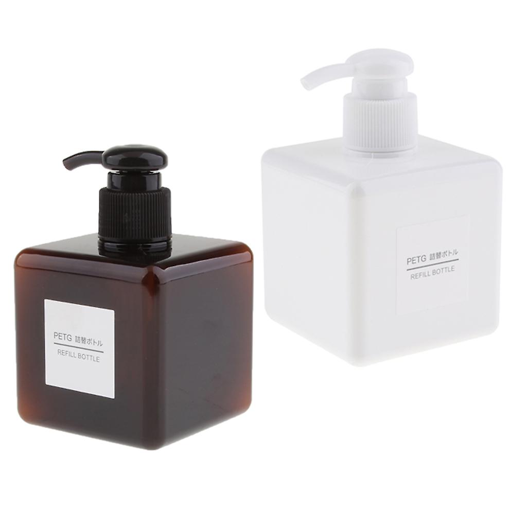 2pcs 250ml Foaming Soap Dispenser Cosmetic Containers Bottles Brown/White