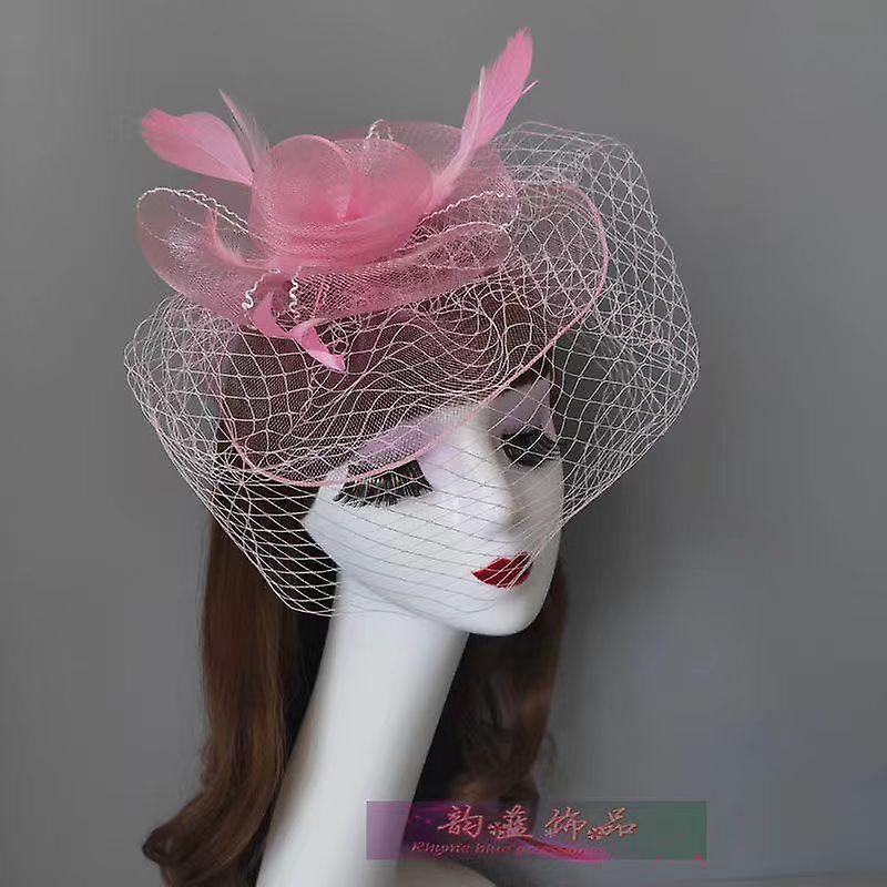 المرأة ساحر حفل زفاف الحجاب ريشة hairclip قبعة شبكة صافي الزفاف عصابة الشعر الزخرفية كو