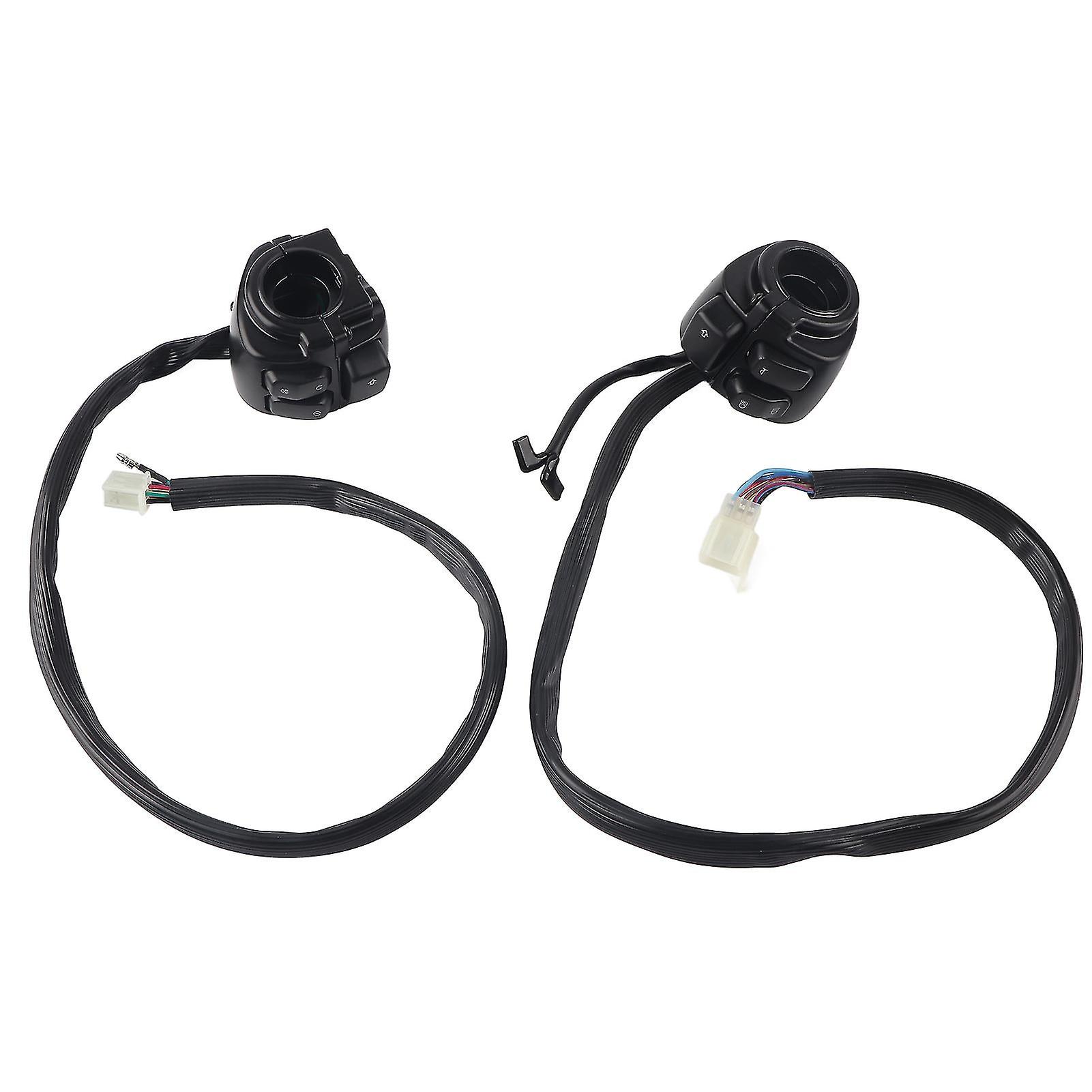 2Pcs 1in Motorcycle Handlebar Switch Headlamp Turn Signal Horn Gear Control Button Universalblack