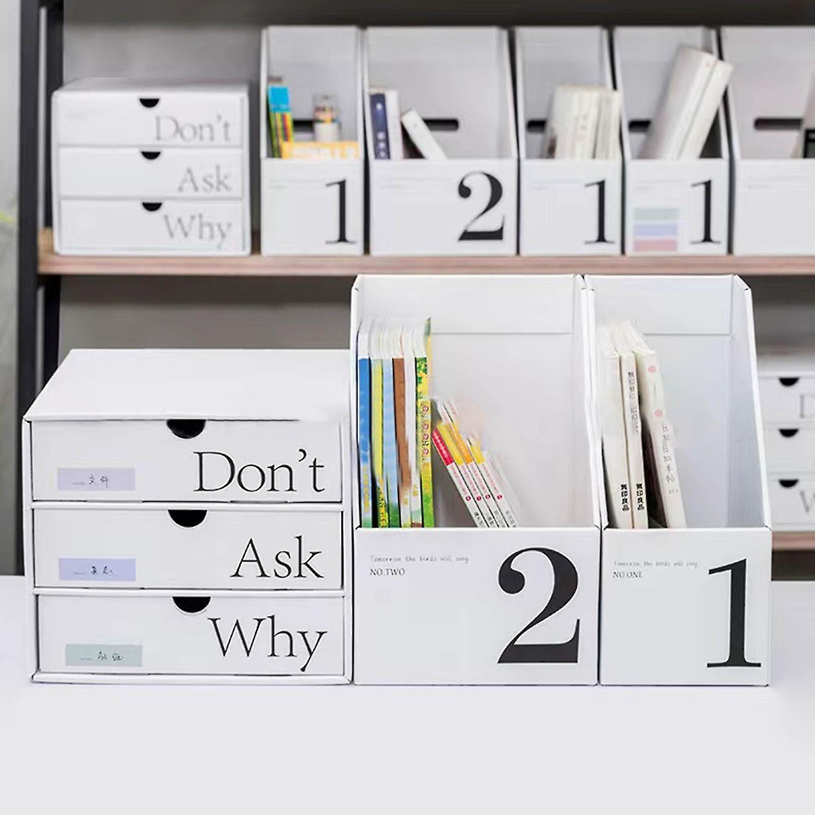 Vertical File Folder Bin Paper Number Marking Slim Desk Storage Organizer for Books Notebooks Magazines Envelopes 2 