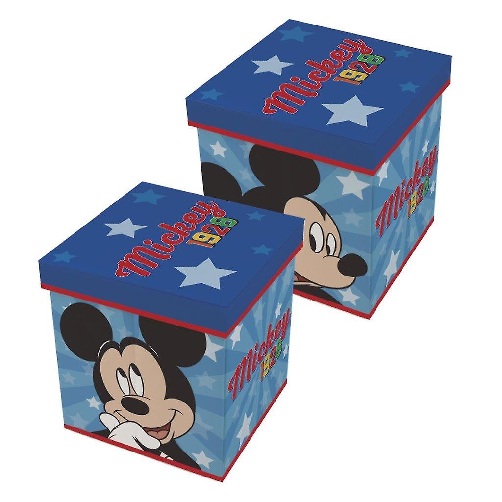 Mickey Mouse Pouf Fabric Toy Storage Box with Seat