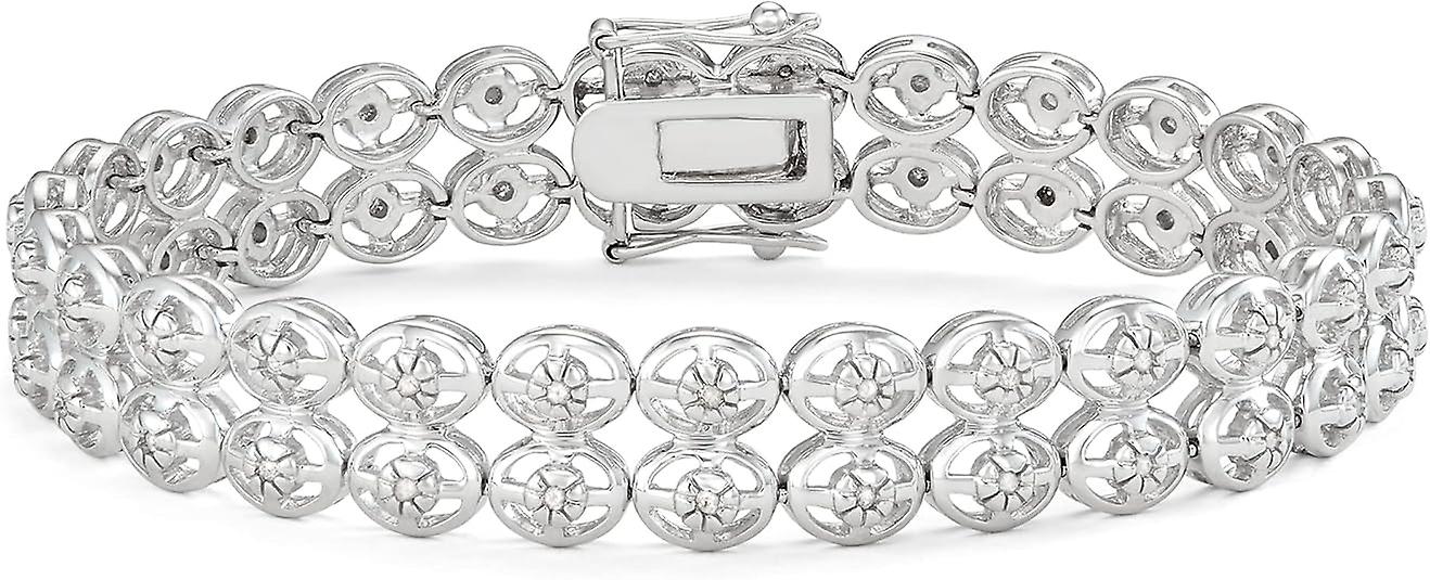 Sterling Silver Two Row Diamond Bracelet(1/2CTTW)