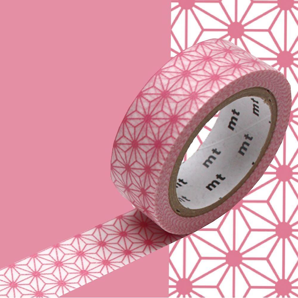 星星 Asanoha 遮蔽胶带 - 柔和的粉红色 - 1,5 厘米 x 7 米