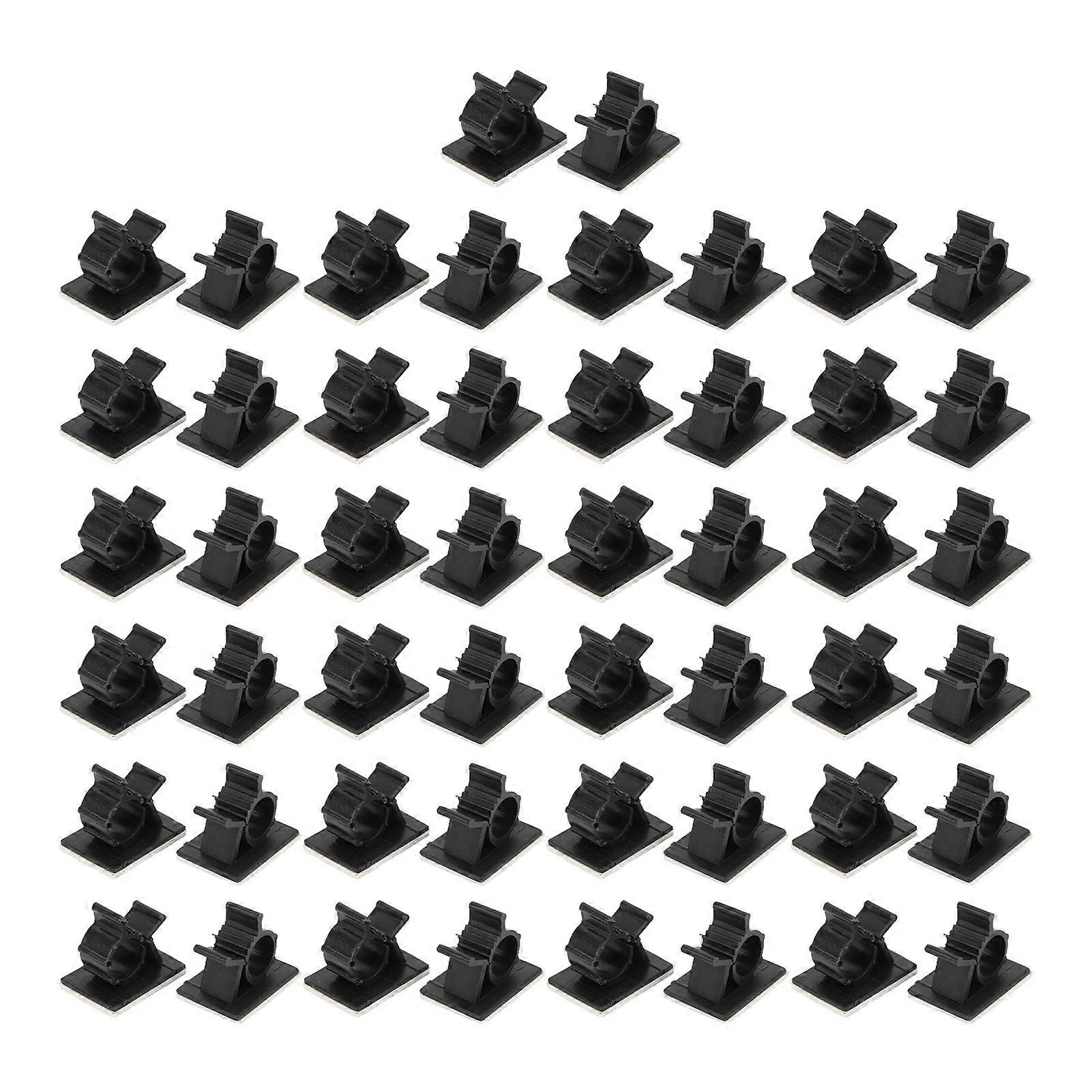 50pcs Cable Management Clips Adjustable Adhesive Nylon Wire Cord Clamp Organizer Black
