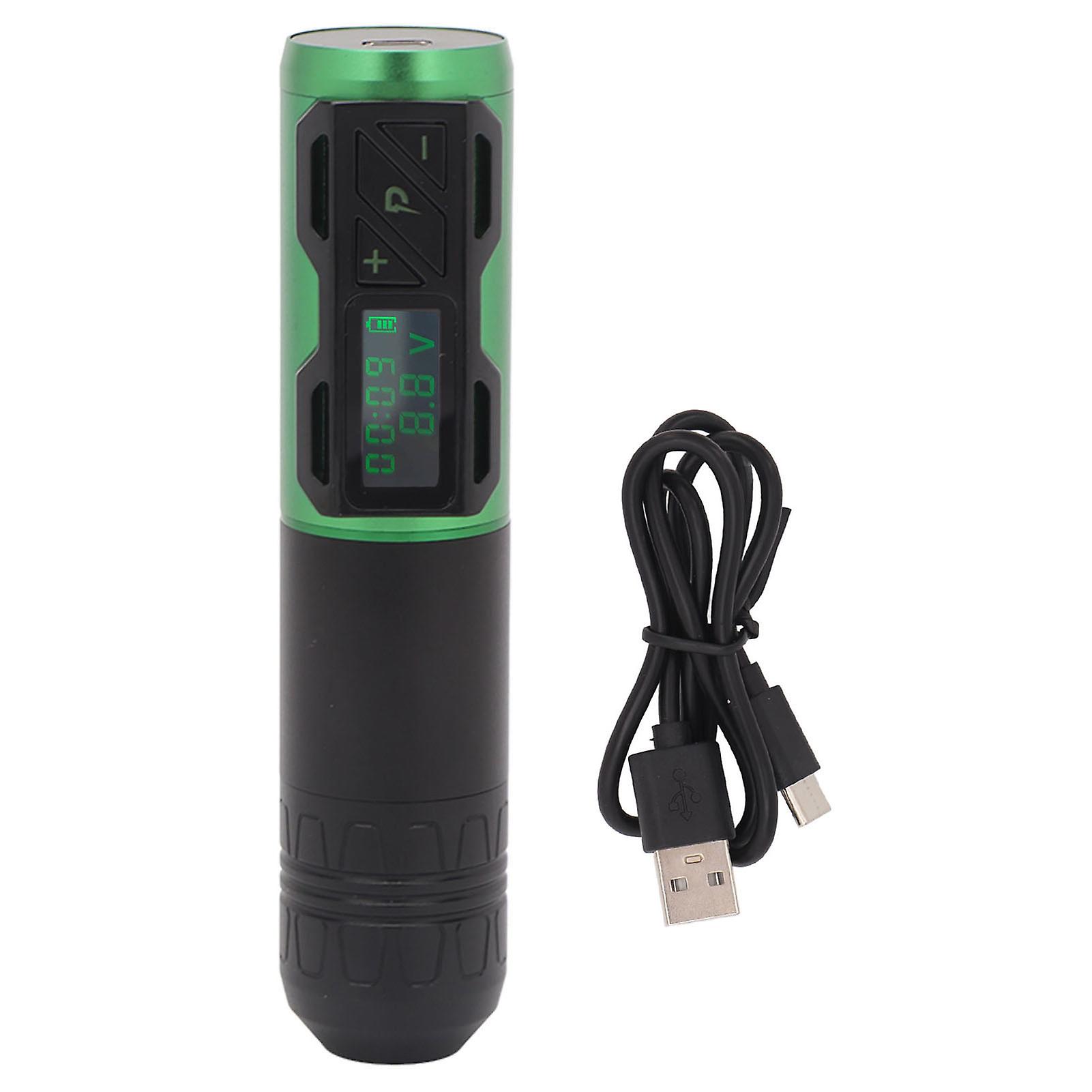 Machine à tatouer sans fil Liner Shader 1800 mAh, écran LED HD, stylo rotatif rechargeable puissant, vert