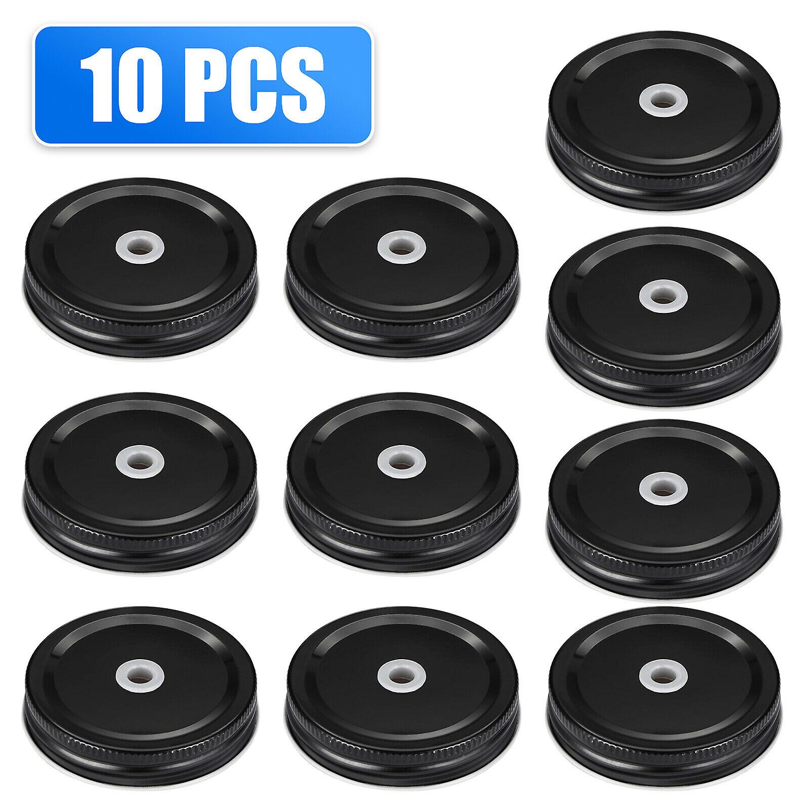 10PCS Tinplate Regular Mouth Jar Lids with Straw Hole for Mason Bottle Canning
