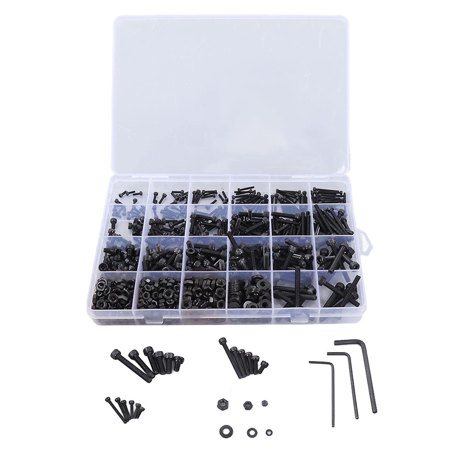 1203Pcs Hex Bolt Nut Flat Washer Wrench Fastener Assortment Hardware Set Kit for Repair