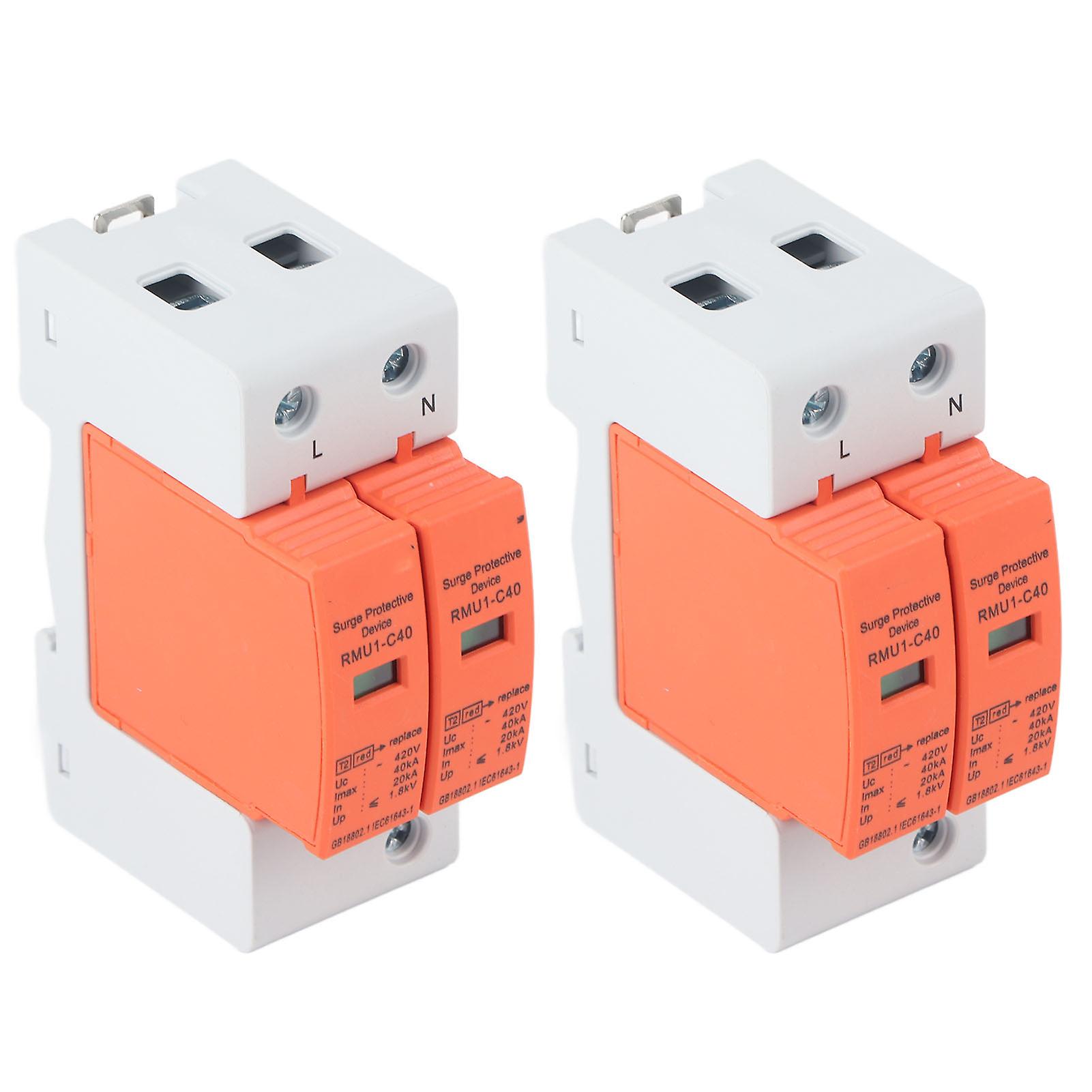2Pcs RMU1-C40 2P 420V SPD Surge Protective Devices AC Arrester