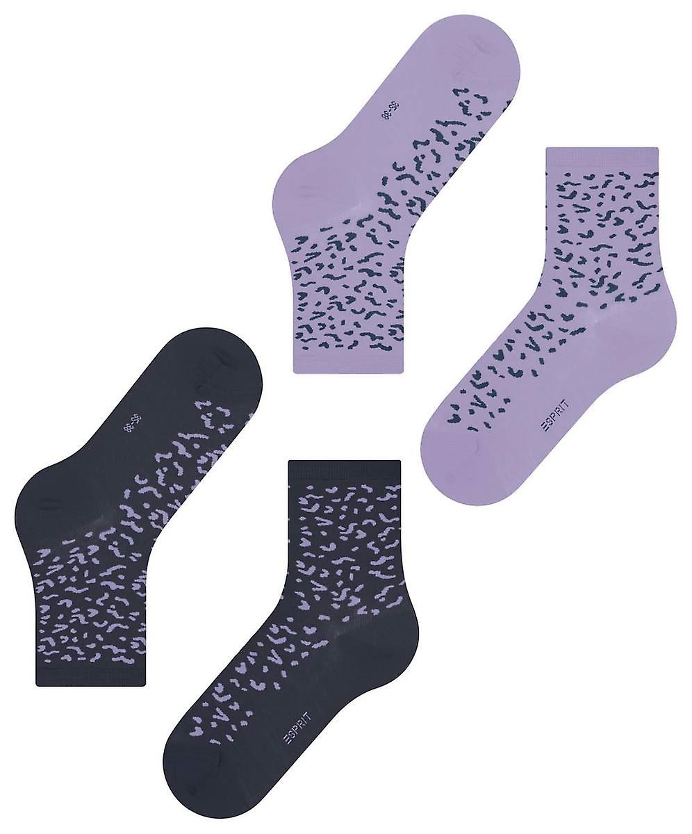 Esprit Fun Pattern 2 Pack Socks - Purple/Navy