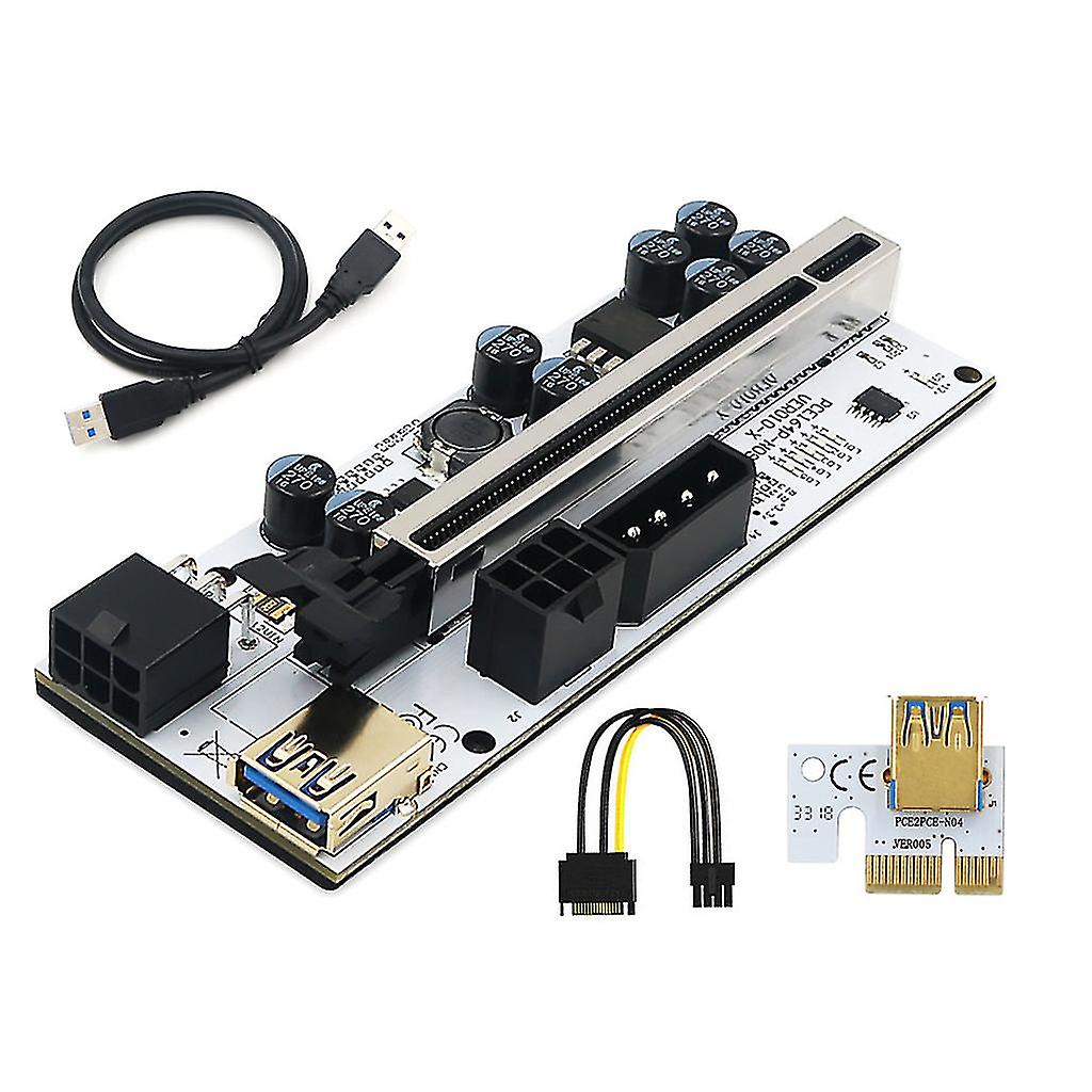 Ver010 -x Pci-e Riser Card 1x To16x Riser Adapter Led Light Marquees For Mining