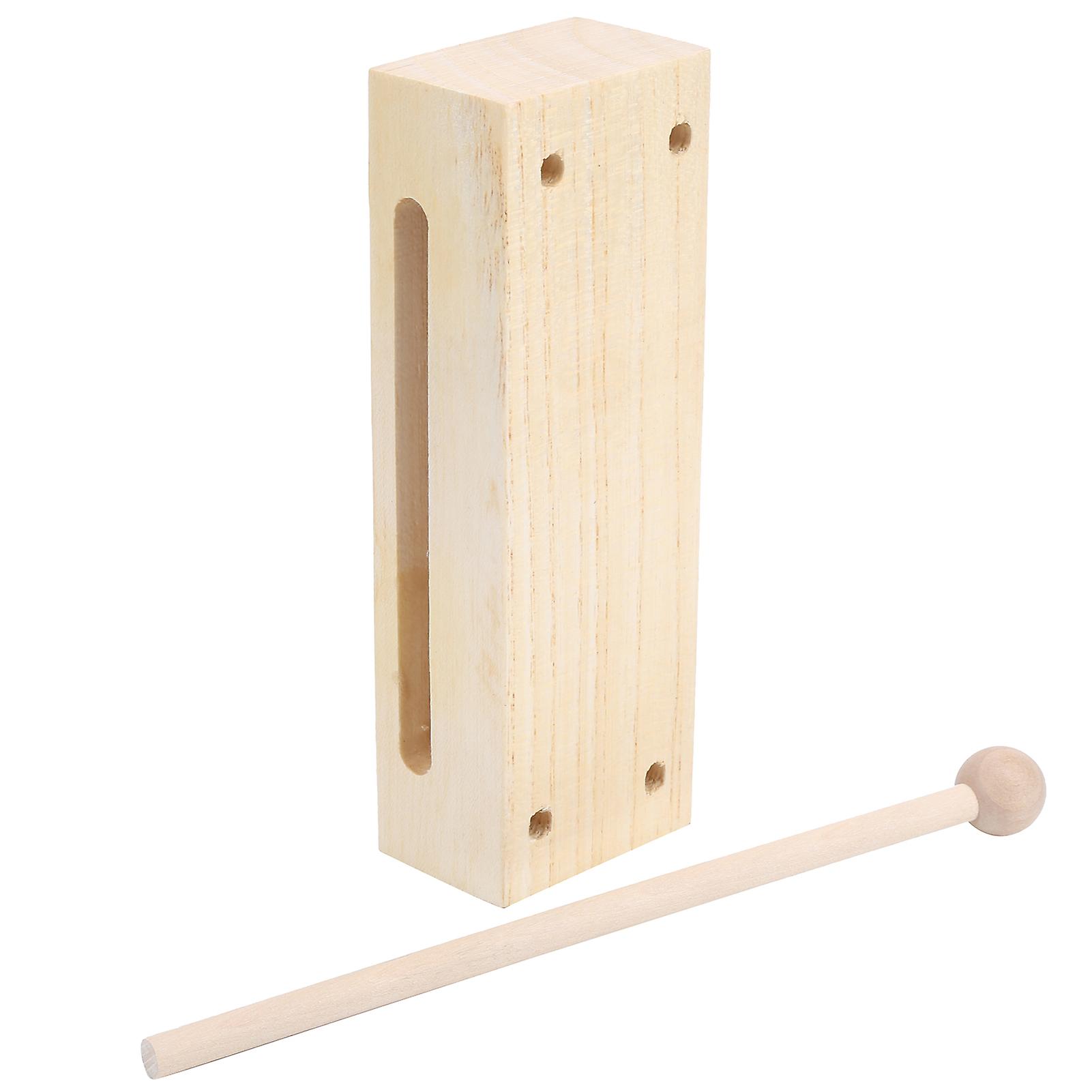 Wooden Percussion Block with Hammer for Music Performance Kids Musical Rhythm Instrument