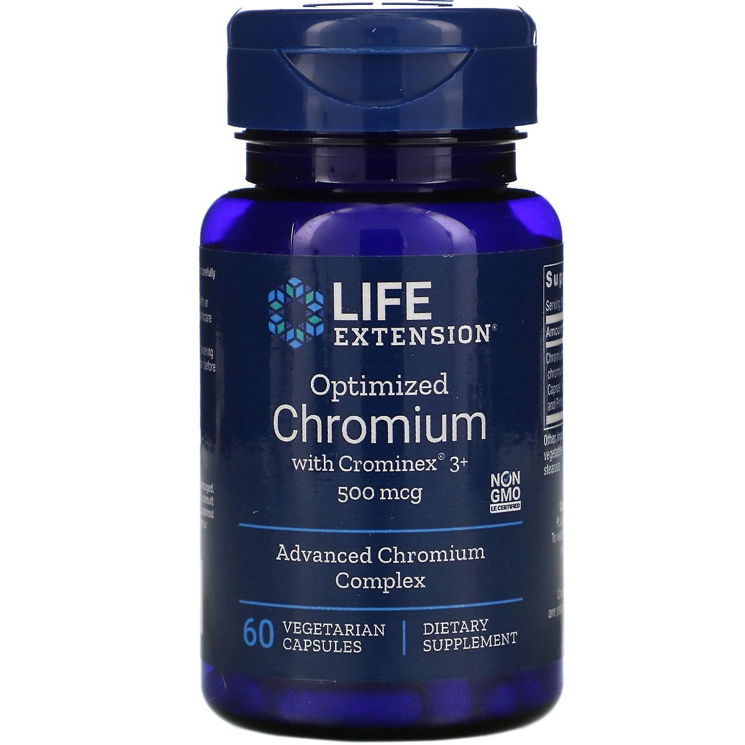 Life Extension, Optimized Chromium with Crominex 3+, 500 mcg, 60 Vegetarian Caps