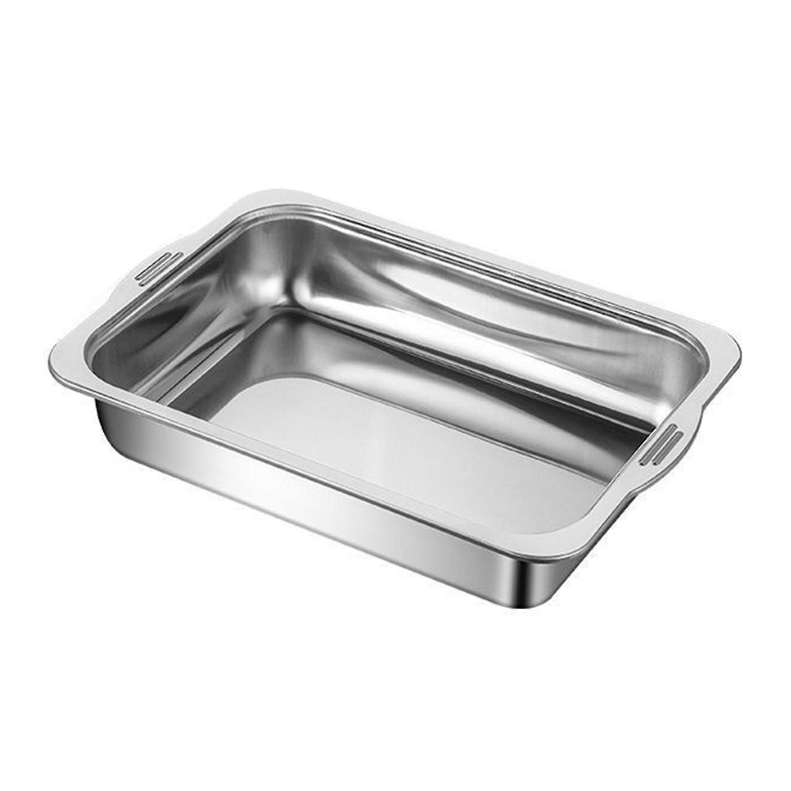 Double Handle Rectangular Food Tray Rust-proof Durable Food Storage Tray for Dish Buffets