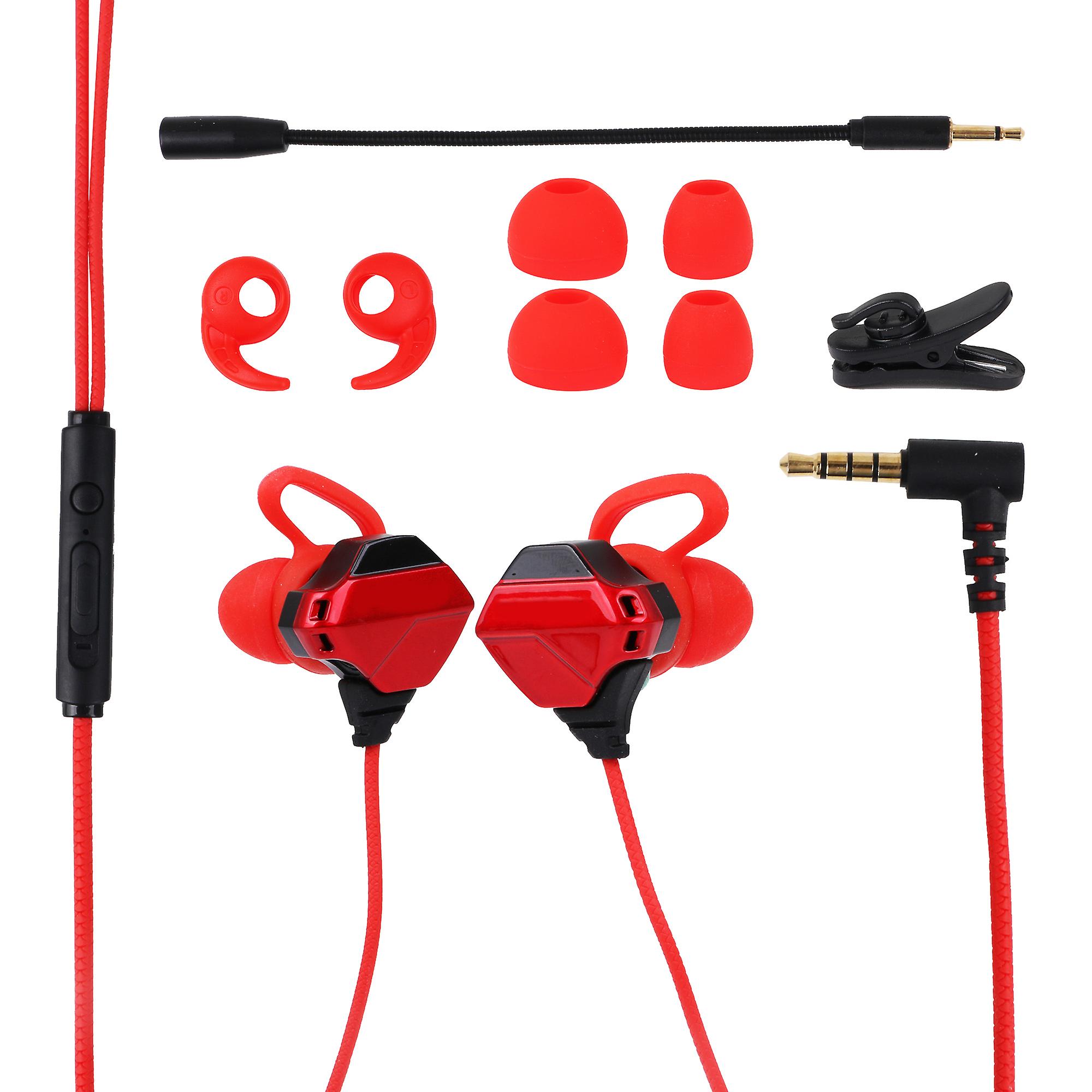 Wired Mobile Earbuds Black Red w/ Microphone 1.2meter Cable 3.5mm Jack