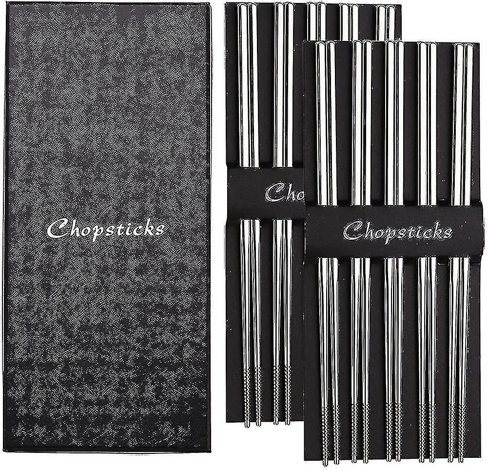 Baguettes en métal, ensemble de baguettes en acier inoxydable 18/10, réutilisables