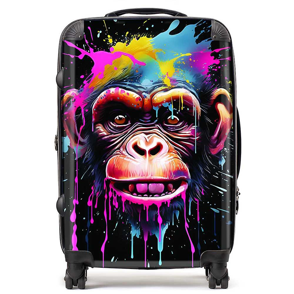 Multi Coloured Monkey Face Splashart Suitcase