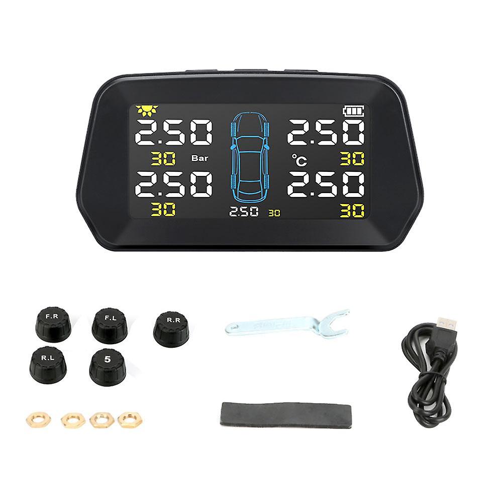 Alarm Tire Sensor Reliable Durable Monitoring System Solar Power Auto Security Tyre Pressure Control Tpms For 5 Tires