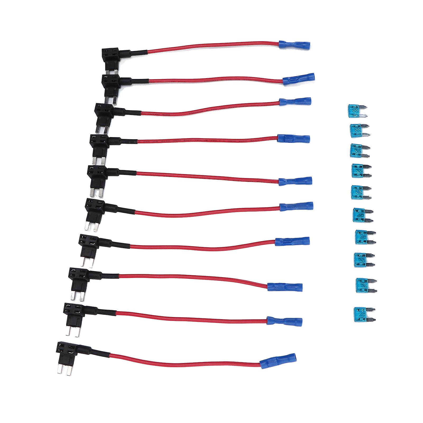 10 Pack 15AMP Mini ATM Blade Fuse Holder Add-A-Circuit TAP Adapter