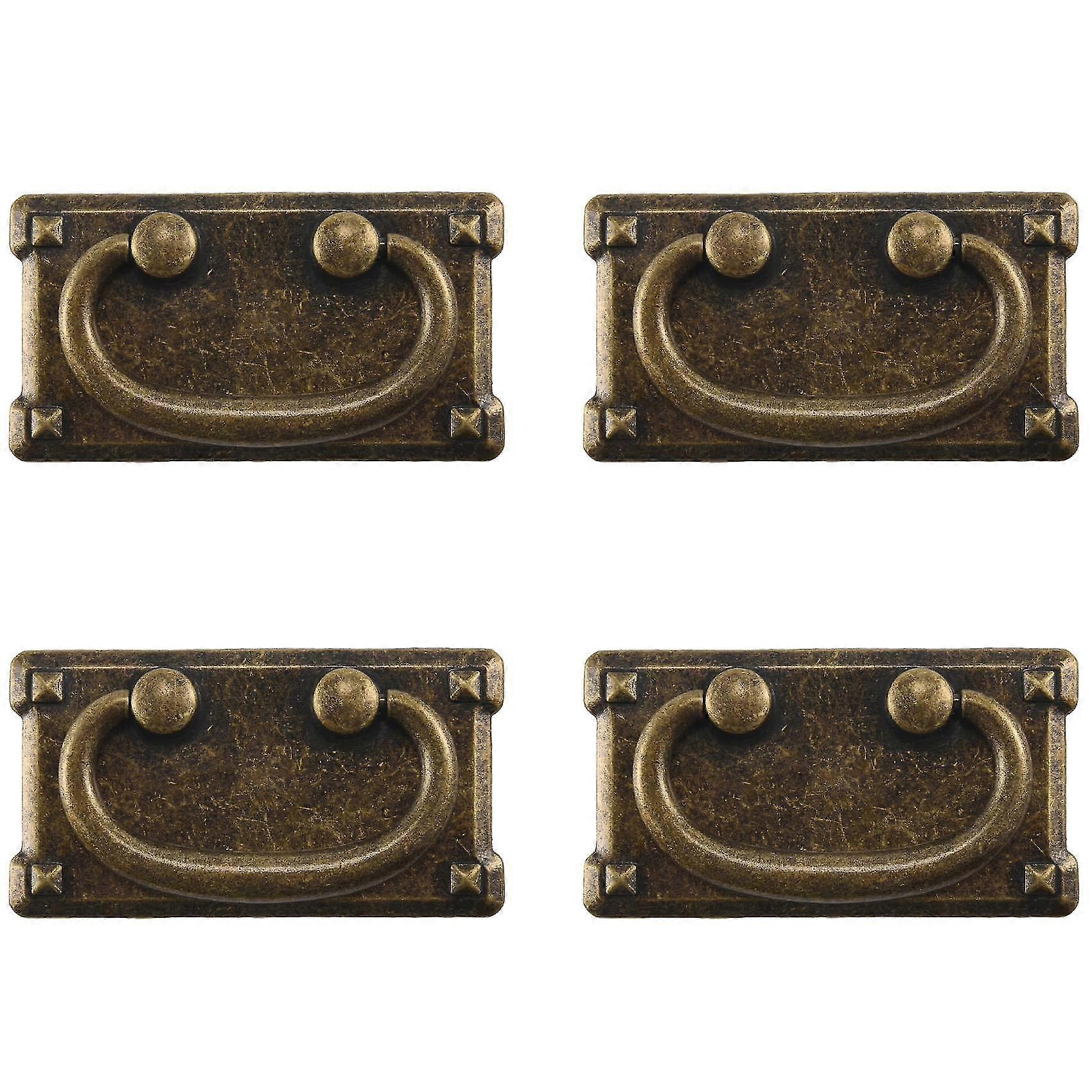 4 قطع خمر العتيقة البرونزية درج الدائري سحب مقابض ، مجلس الوزراء باب الأثاث التعامل مع الديكور