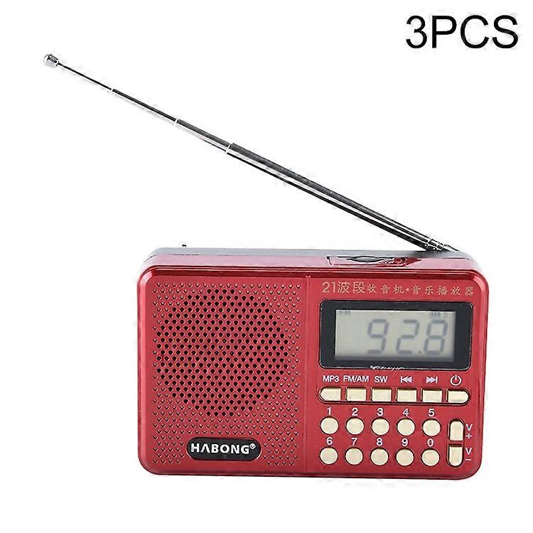 3 PCS HABONG KK-170 Portable 21 Bands FM/AM/SW Radio Rechargeable Radio Receiver Speaker,  Support