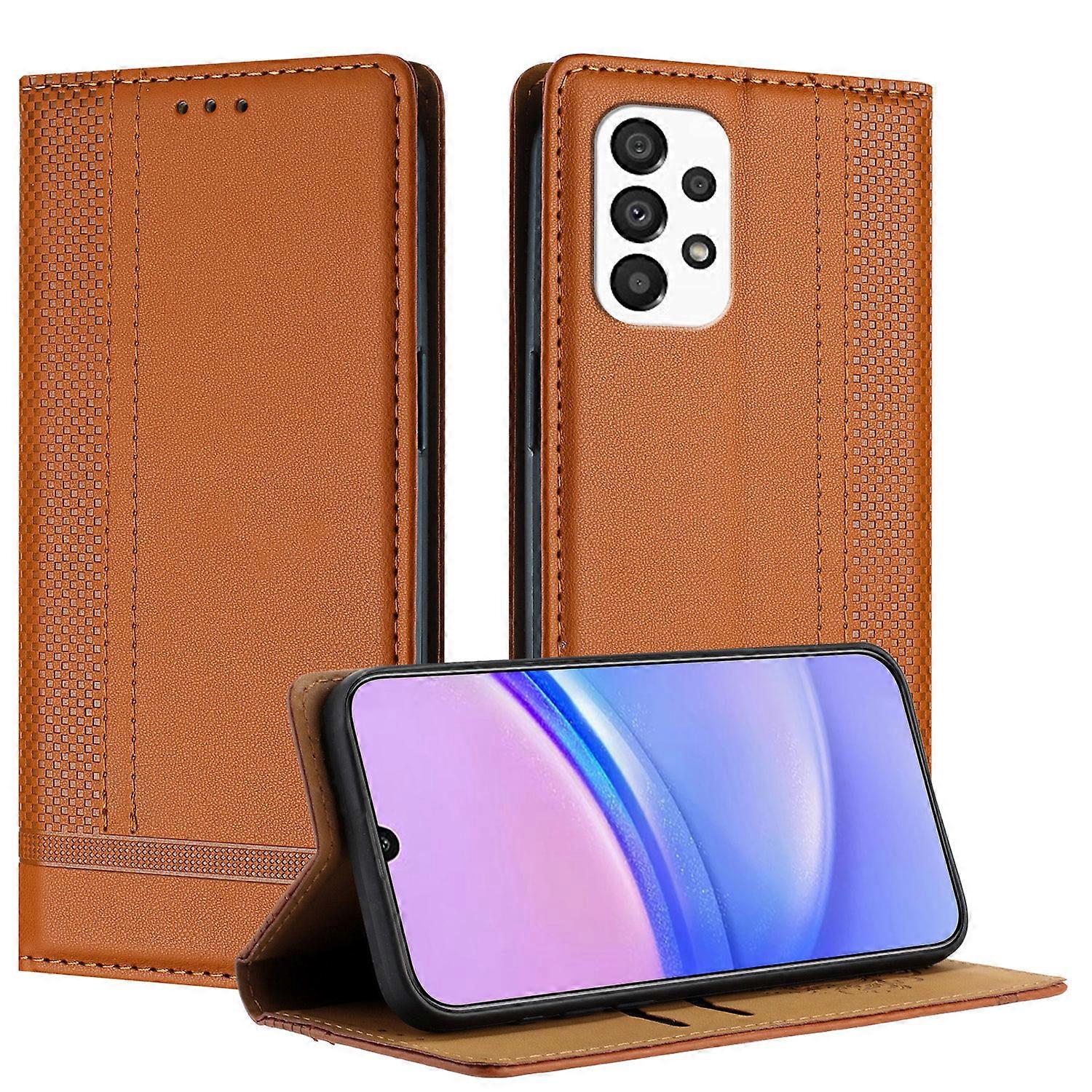 Case For Samsung Galaxy A33 5G, Vintage Stitch Leather Wallet Case Card Slot Kickstand Magnetic Closure Shockproof Flip Folio Case Cover