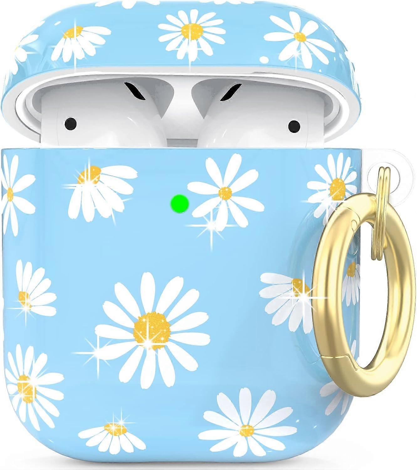 Coque de protection en forme de marguerite paillettes pour AirPods