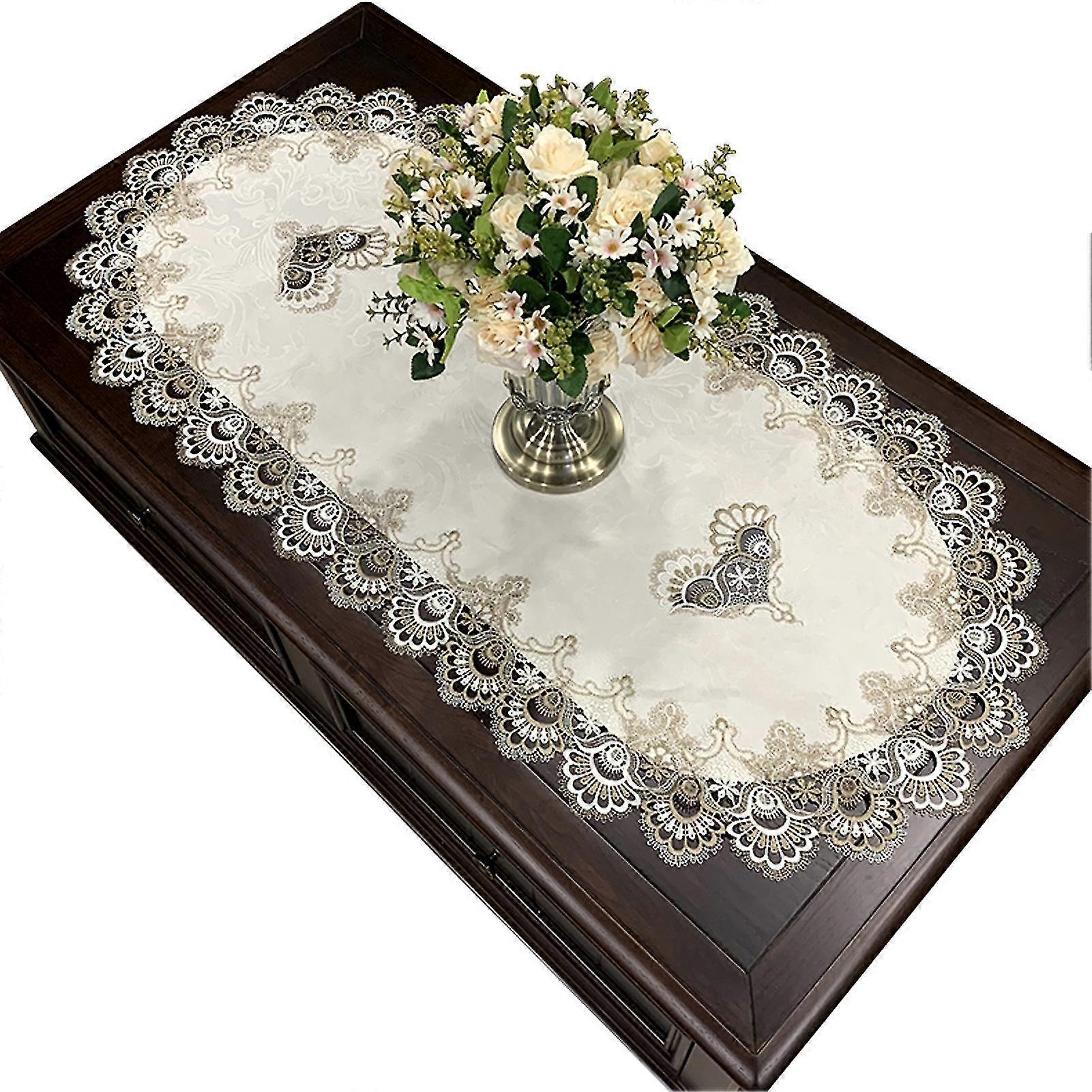 Modern Home Decor Universal Oval Cover Table Cloth Embroidered Lace Wedding