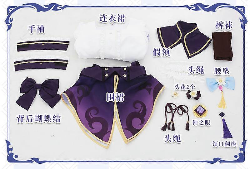 Genshin Impact Keqing Cosplay Costum Keqing Lolita Rochie Servitoare Uniform Halloween Set complet
