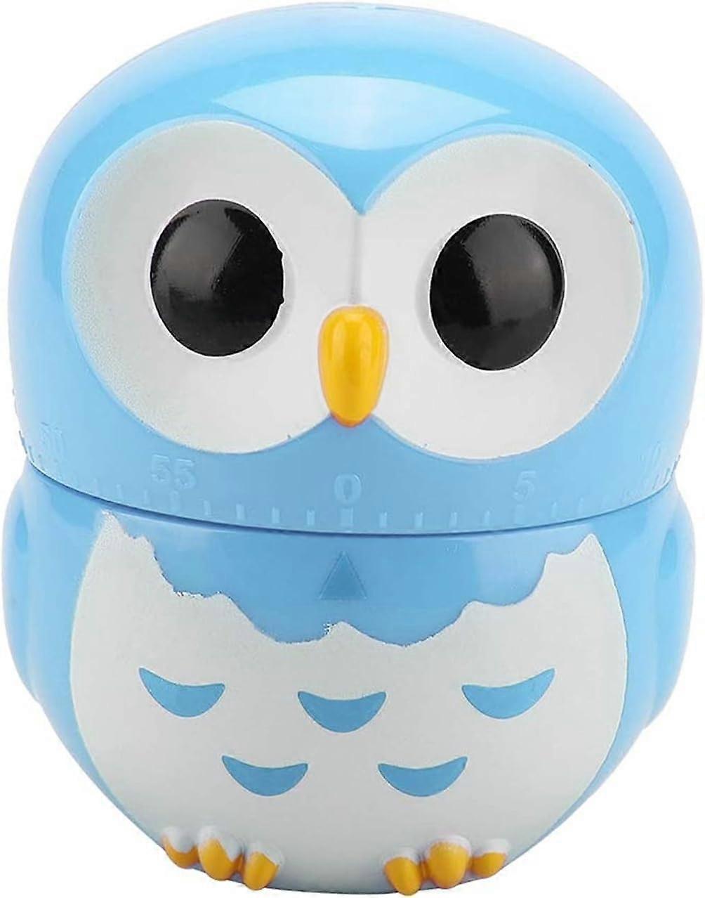 Cute Owl Shape Timer Mechanical Manual Timer Mechanical Home Cooking Counters Alarm Clock Kitchen Gadget Tools (Blue)