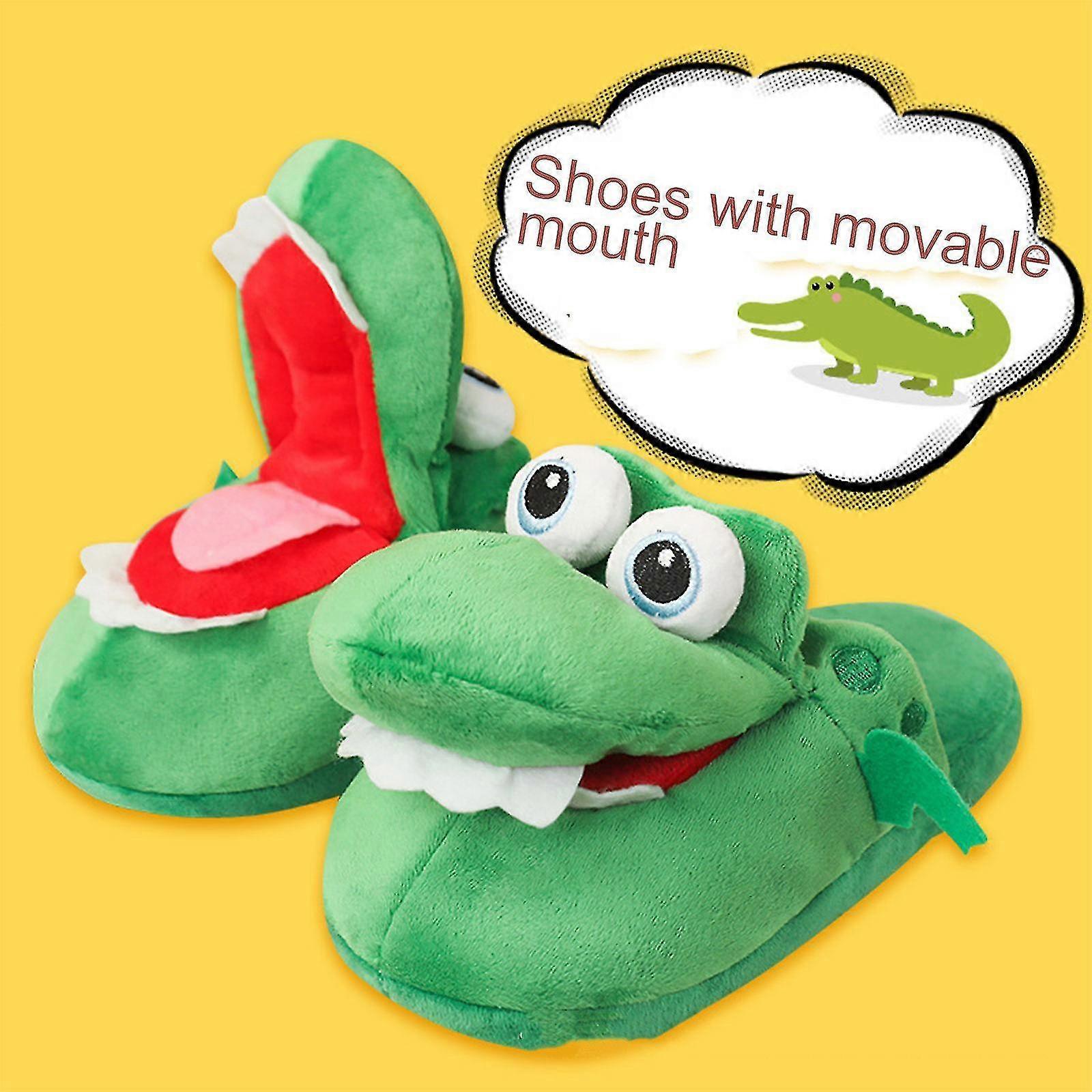 Crocodiles Plush Slippers With Open Mouth Cotton Slippers With A Moving Mouth-Yvan