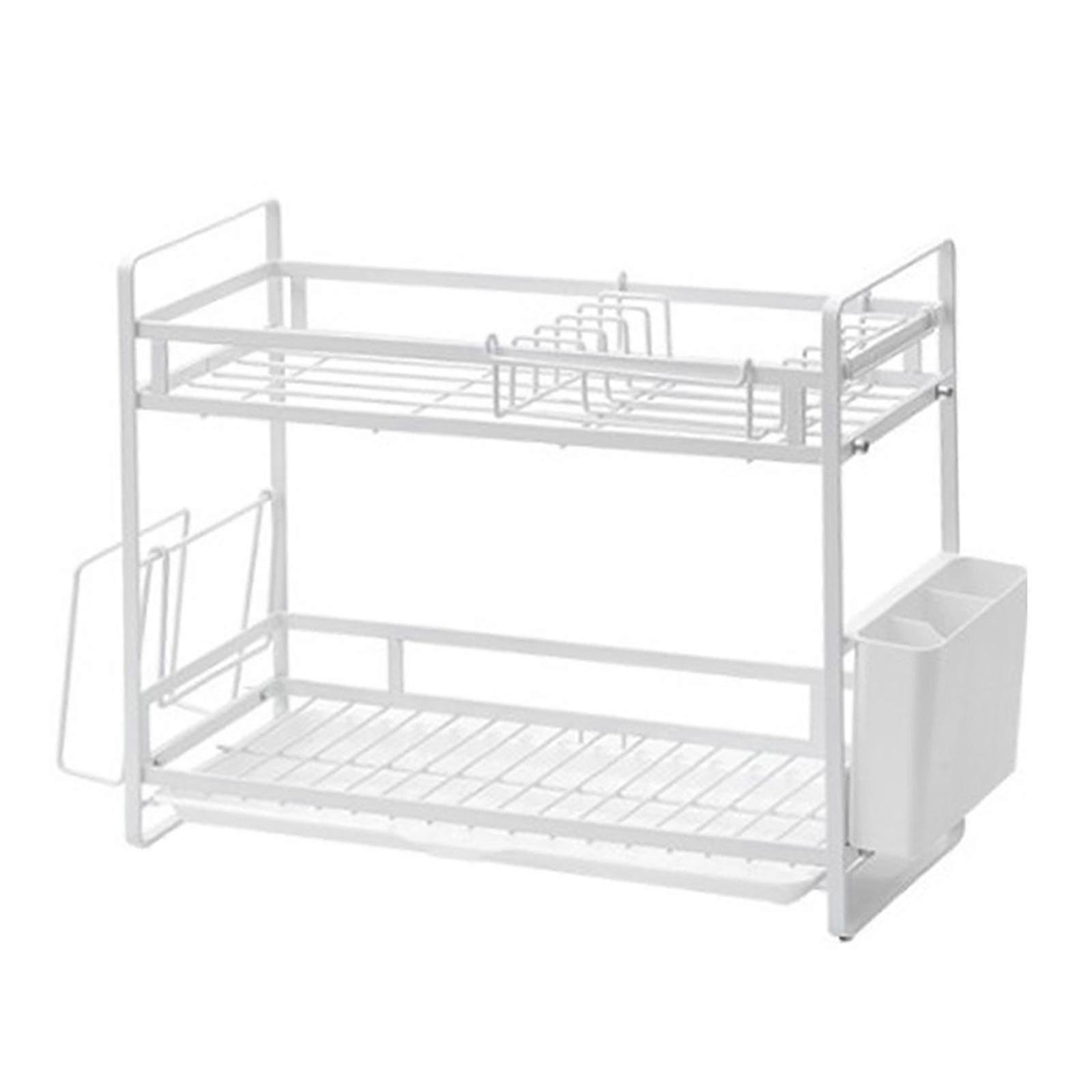 Dish Drying Rack 2 Tier Portable Dish Drainer for Kitchen Counter Restaurant