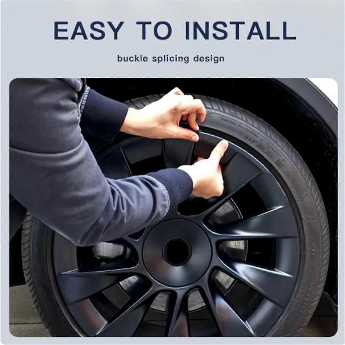 40st för Model Y 2020-2023 Navkapsel Fälg Patch 20 tums hjulskydd Navkapsel Tillbehör Svart