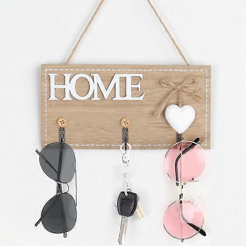 Key Holder for Wall Wooden Key Holder with 3 Hooks Home Decor Wall Mounted Key Rack for Entryway Wall, Hallway, Office