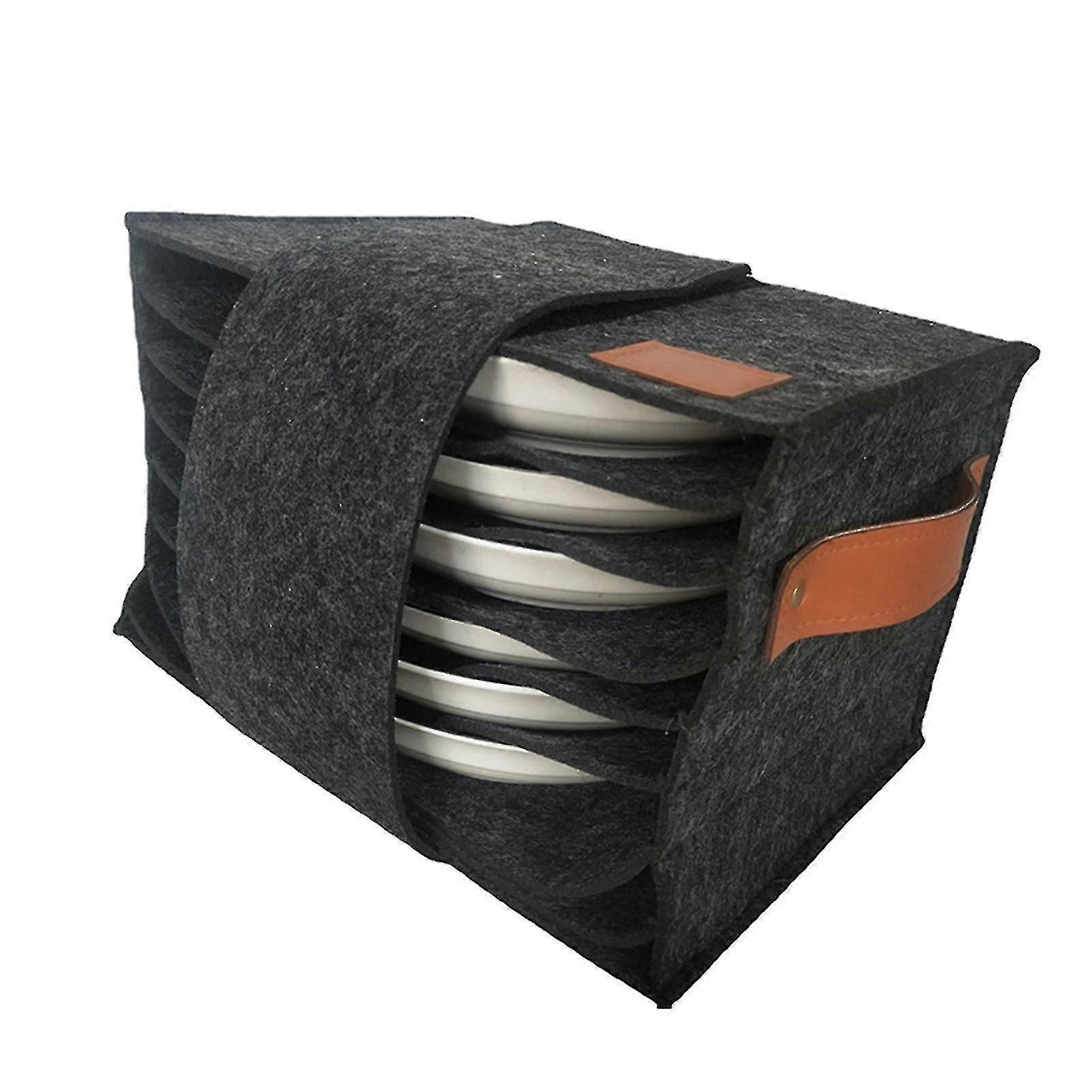 Foldable Bowl Plates Holder Portable Multipurpose Felt Tableware Storage Bag For Home Kitchen