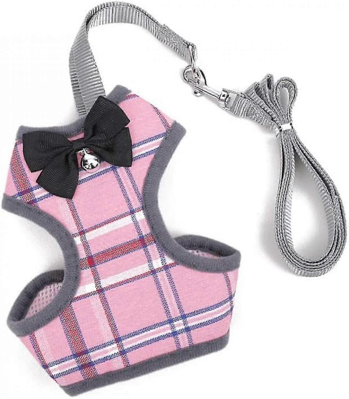 Cat Harness And Leash For Walking Escape Proof With Bell And Bow-knot Decoration,adjustable Soft Kittens Vest For Cats ,s