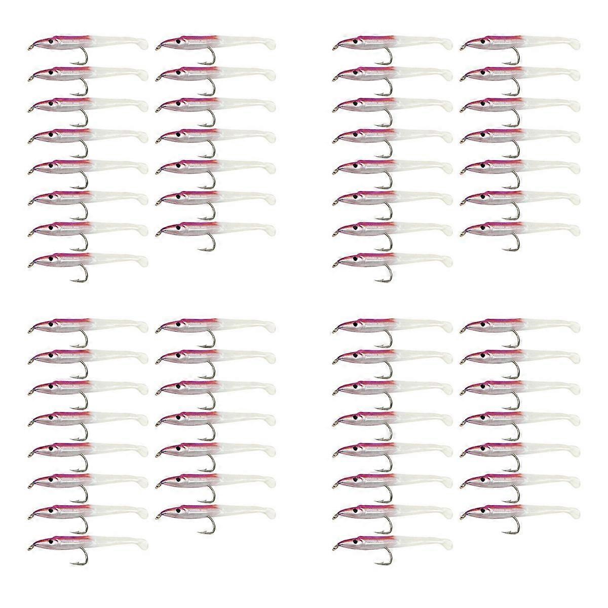 Fake Fishing Köder Meeresangeln Köder mit Haken Aalköder 5cm/0.6G T Schwanz 60Pcs Pink