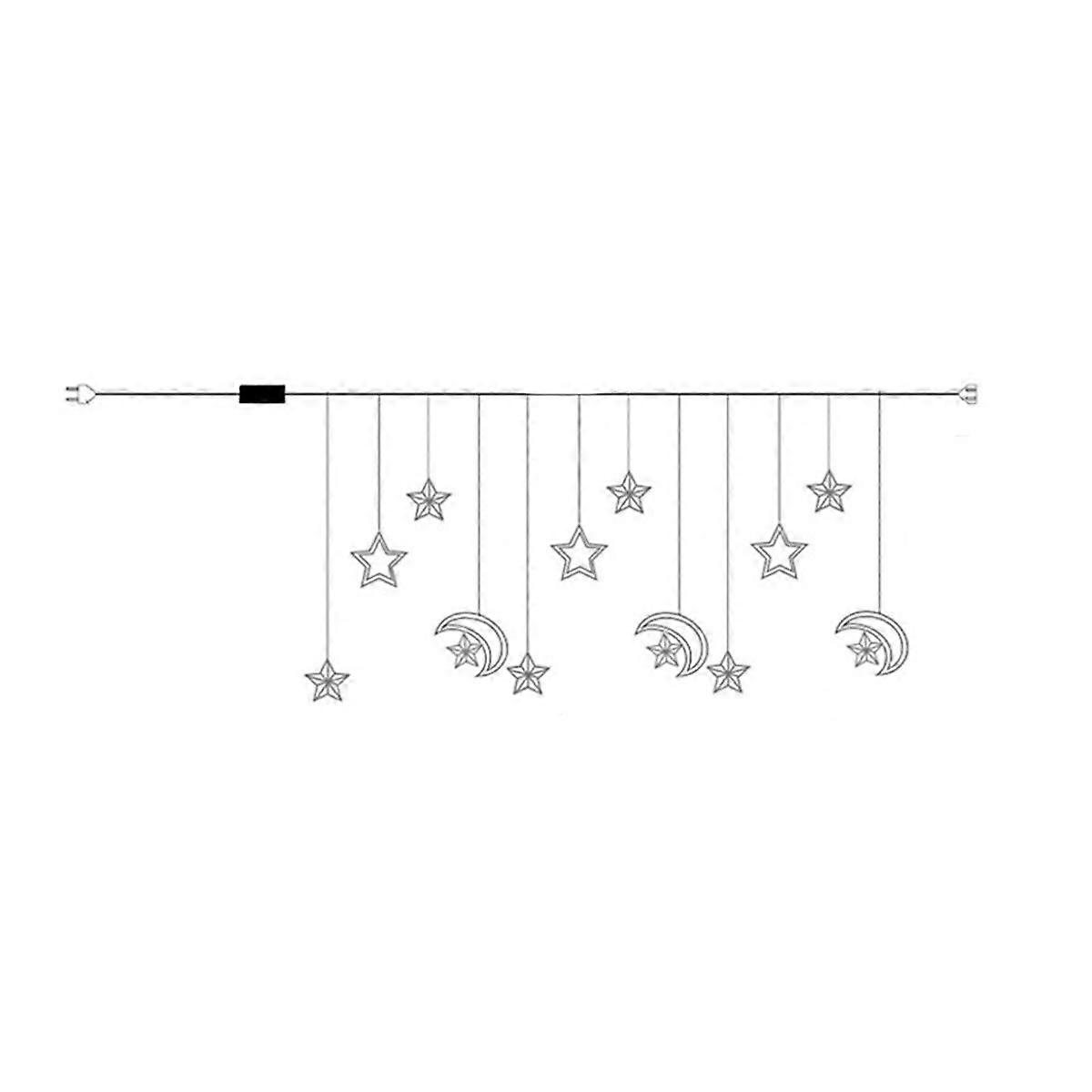 Christmas Moon Star Window Fairy String Lights USB & Battery Powered String Lights for Indoor Window Bedroom Warm Color