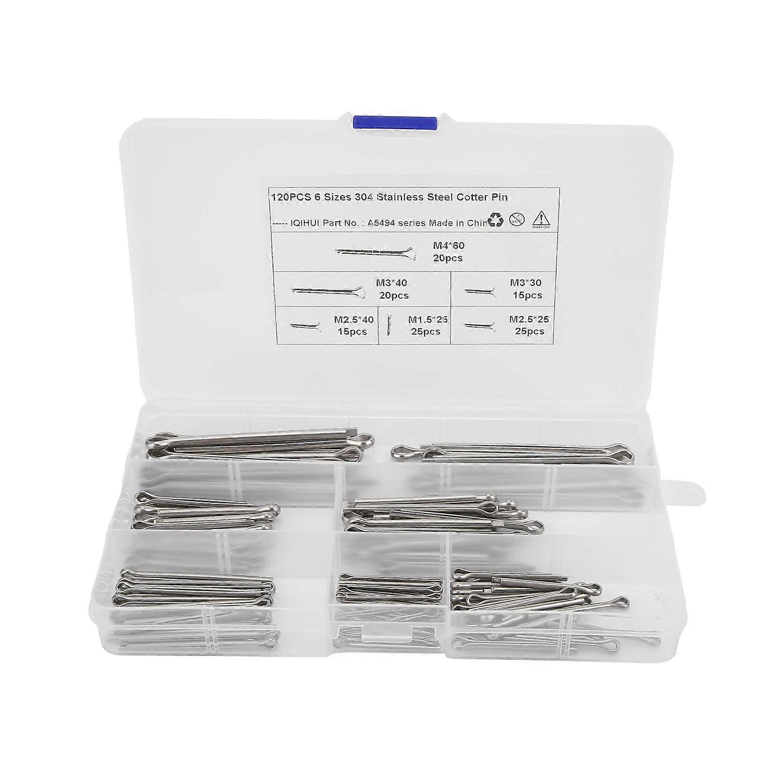 120 Stück Splint-Sortiment Edelstahl-Clips 6 Spezifikationen Universelle Auto-Hardware