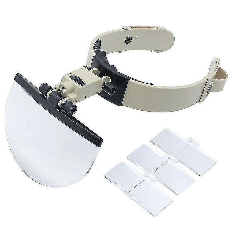 Large lens head wearing magnifying glass with led illuminated hand free reading magnifier 2x 3.5x 4.5x 5.5x f/ collection stamp