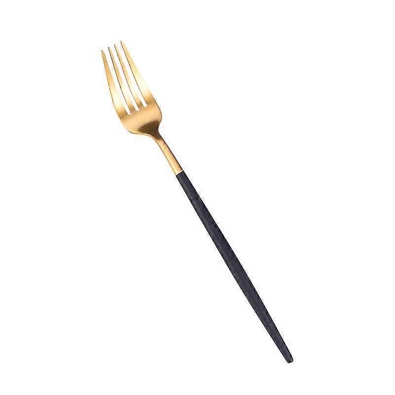 1pc portuguese tableware flatware titanium fork hotel west silverware 304 stainless steel cutlery spoon(black golden fork)