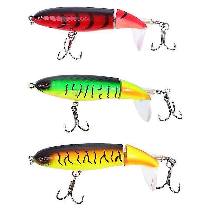 3 Pcs 3d Eyes Plastic Baits Fish Lures Propeller Bionic Baits Life-Like Swimbait For Outdoor Fishing - Red,1#,2#