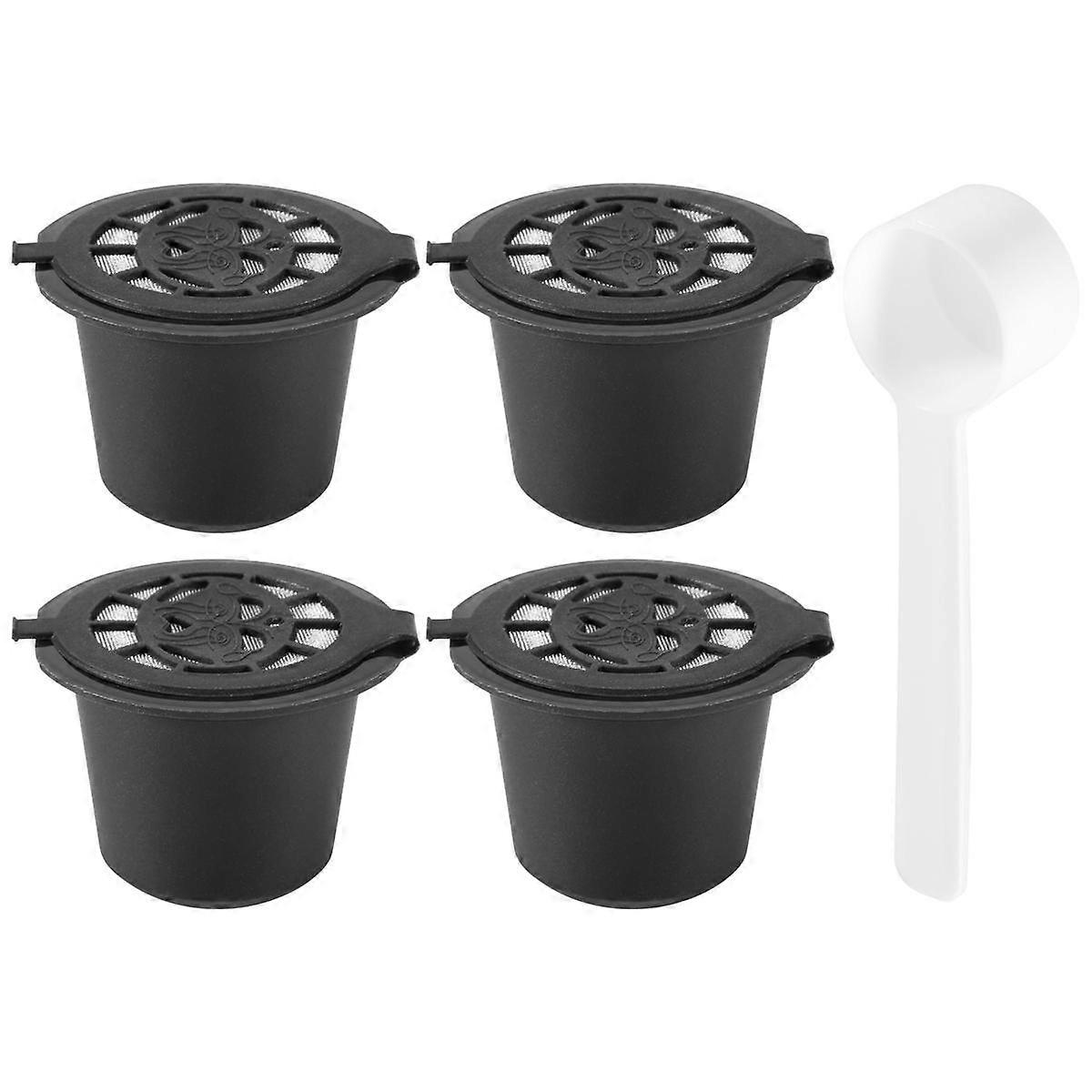 4x Refillable Reusable Coffee Capsules Pods For Machines Spoon