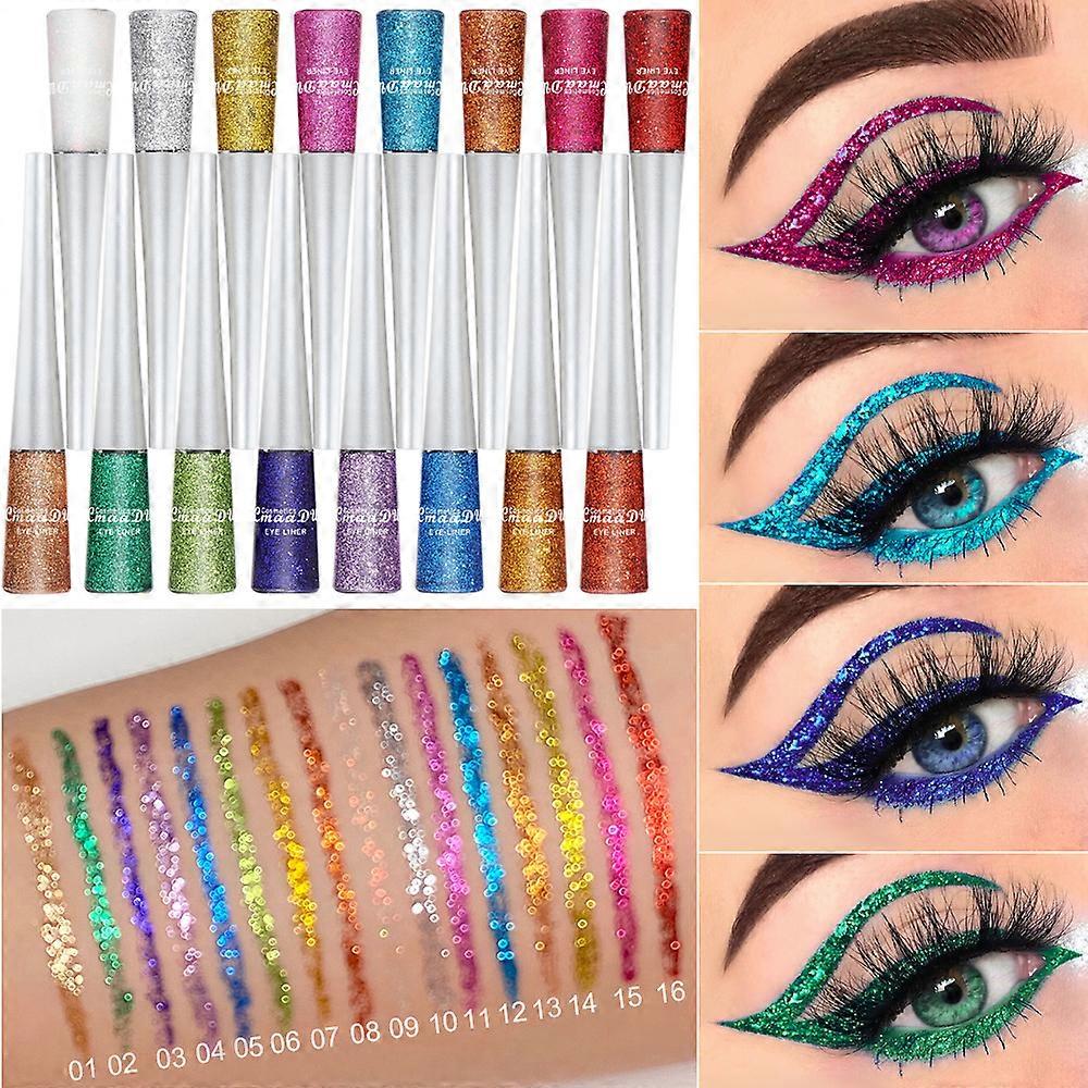 Super Glitter υγρό eyeliner ανθεκτικό αδιάβροχο λαμπερό λάμψη 16 χρώματα υγρά καλλυντικά μακιγιάζ eyeliner για τις γυναίκες Νέο