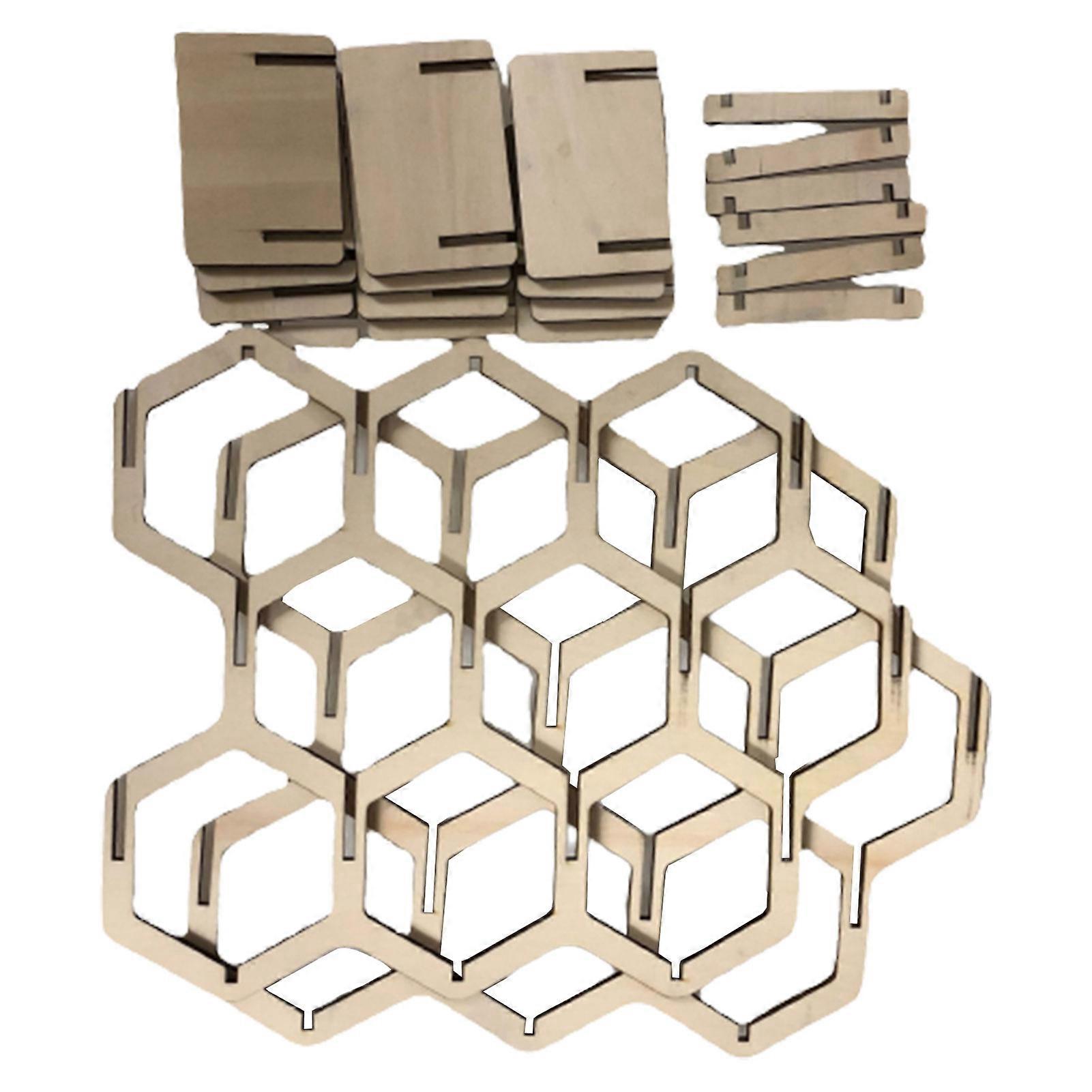Wooden Honeycomb Shape Shelves Easy to Install Durable Material for Storing Various Items