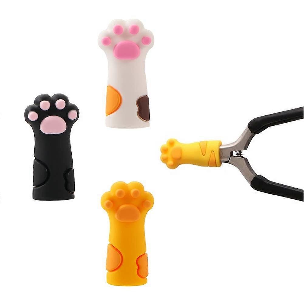 3 Pcs Silicone Cat Paw Cuticle Trimmer Nippers Tweezers Scissors Protective Sleeve Cute Protector Cover for Nail,2024 Ping