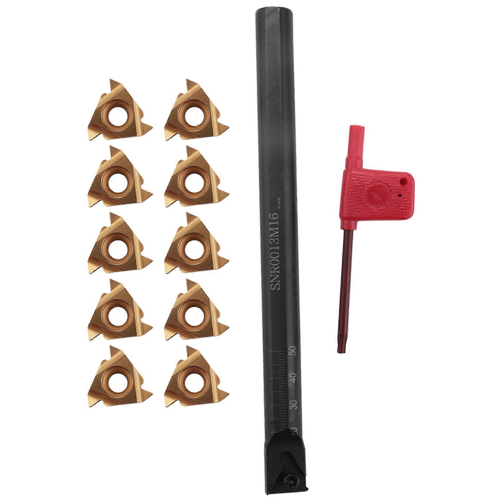 1/2 Inch Lathe Threading Boring Bar with 10Pcs 16IR AG60 Internal Threading Carbide Turning Inserts